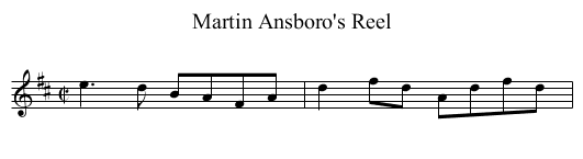 Martin Ansboro's Reel - staff notation