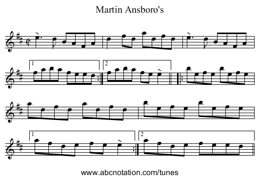 Martin Ansboro's - staff notation