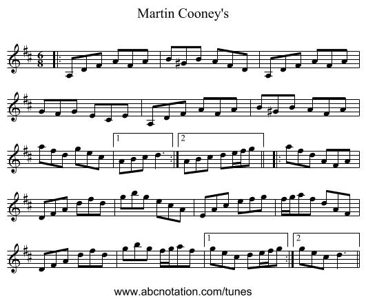 Martin Cooney's - staff notation