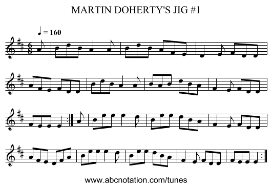 MARTIN DOHERTY'S JIG #1 - staff notation