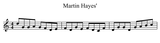 Martin Hayes' - staff notation