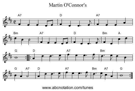 Martin O'Connor's - staff notation