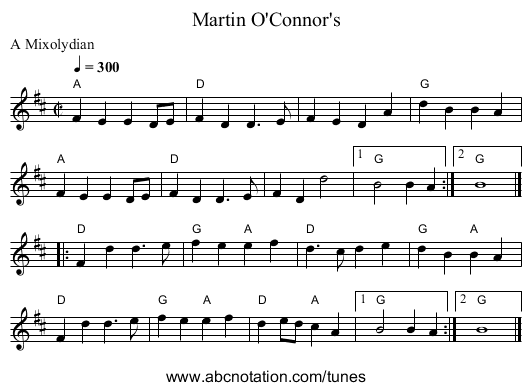 Martin O'Connor's - staff notation