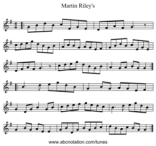 Martin Riley's - staff notation