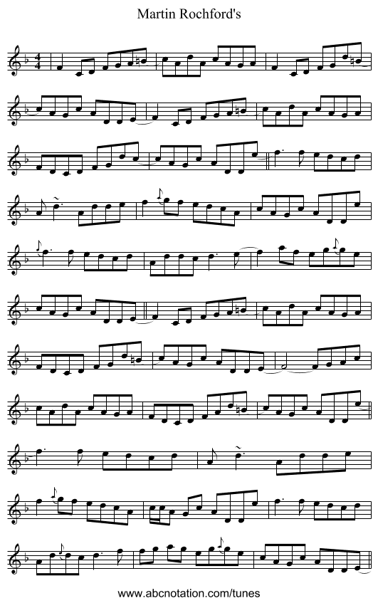 Martin Rochford's - staff notation