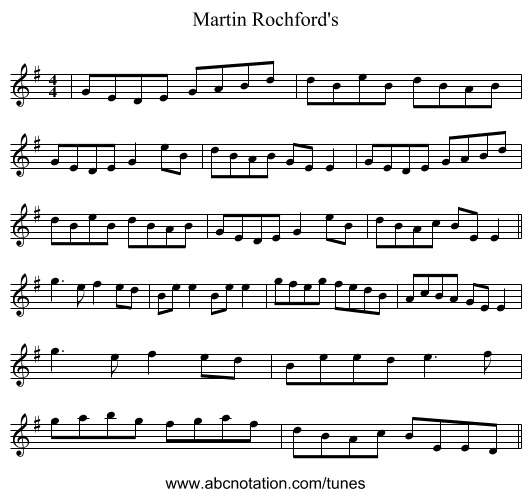 Martin Rochford's - staff notation