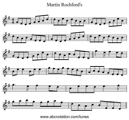Martin Rochford's - staff notation