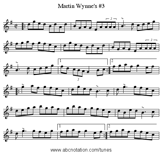 Martin Wynne's #3 - staff notation