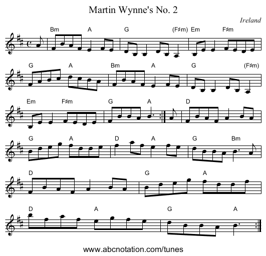 Martin Wynne's No. 2 - staff notation