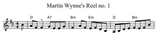 Martin Wynne's Reel no. 1 - staff notation