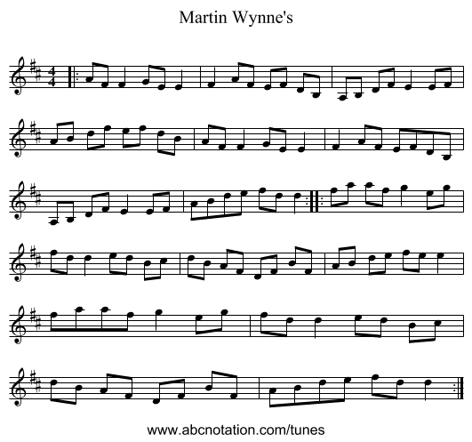 Martin Wynne's - staff notation