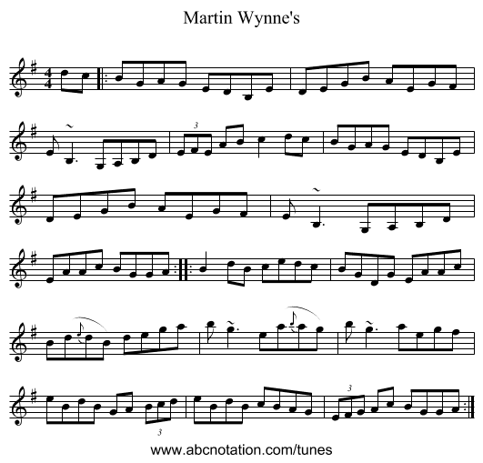 Martin Wynne's - staff notation