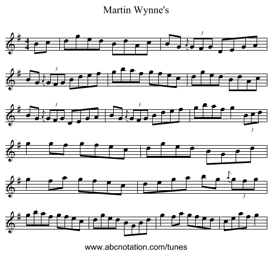 Martin Wynne's - staff notation
