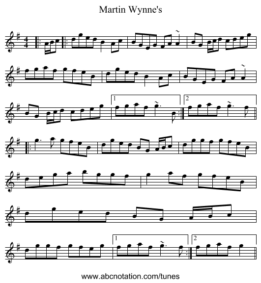 Martin Wynne's - staff notation