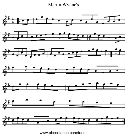 Martin Wynne's - staff notation