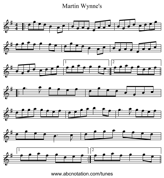 Martin Wynne's - staff notation