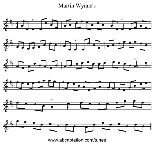 Martin Wynne's - staff notation