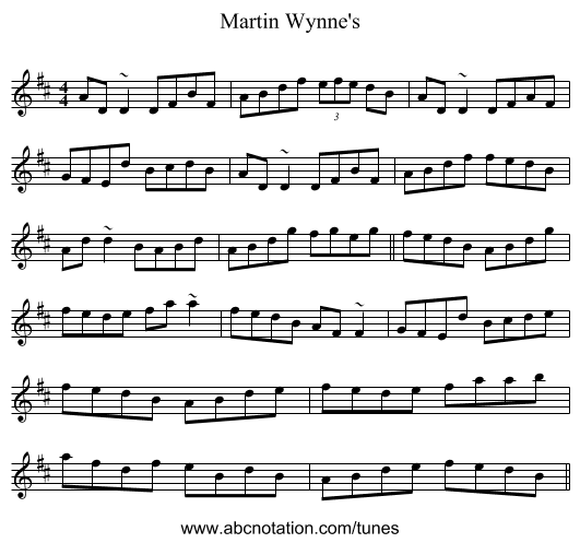 Martin Wynne's - staff notation
