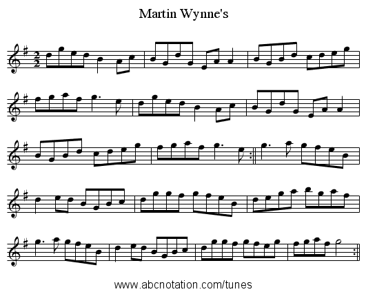 Martin Wynne's - staff notation
