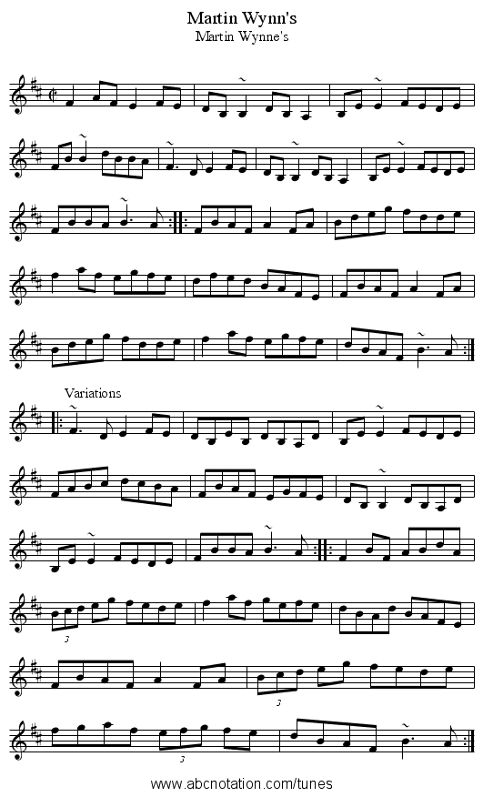 Martin Wynn's - staff notation