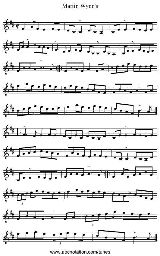 Martin Wynn's - staff notation