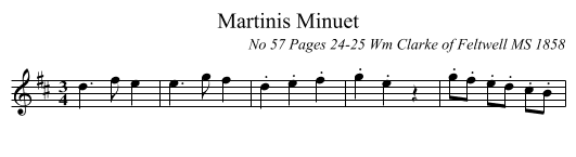 Martinis Minuet - staff notation