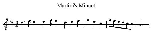 Martini's Minuet - staff notation