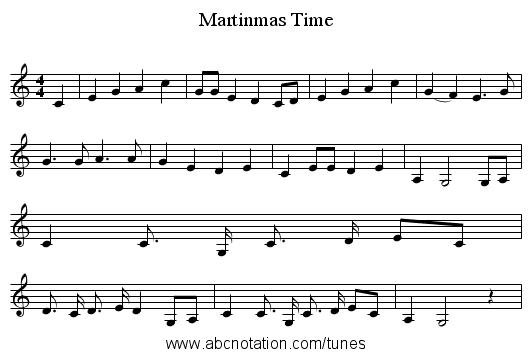 Martinmas Time - staff notation