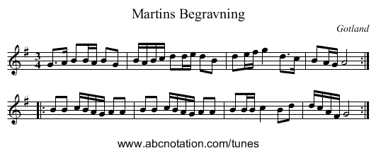 Martins Begravning - staff notation