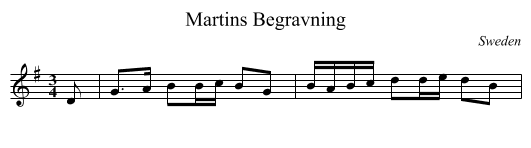 Martins Begravning - staff notation