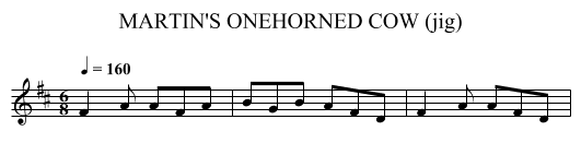 MARTIN'S ONEHORNED COW (jig) - staff notation