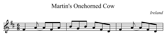 Martin's Onehorned Cow - staff notation