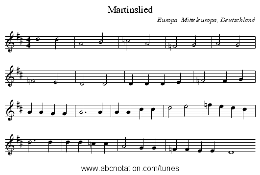 Martinslied - staff notation