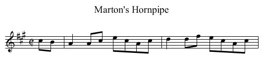 Marton's Hornpipe - staff notation