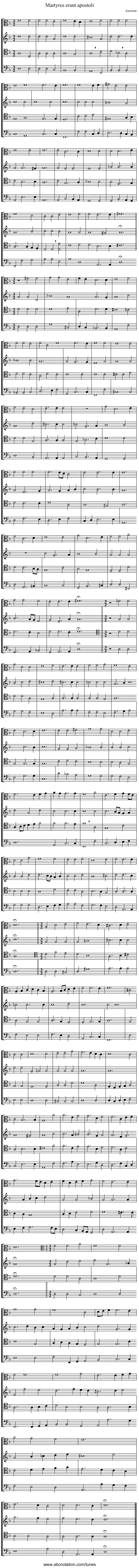 Martyres erant apostoli - staff notation