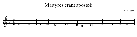 Martyres erant apostoli - staff notation