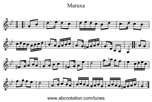 Maruxa - staff notation