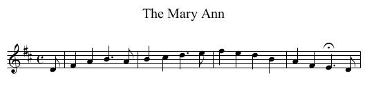 Mary Ann, The - staff notation