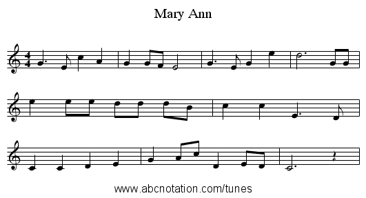 Mary Ann - staff notation