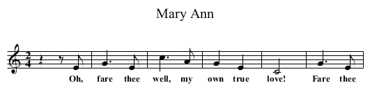 Mary Ann - staff notation