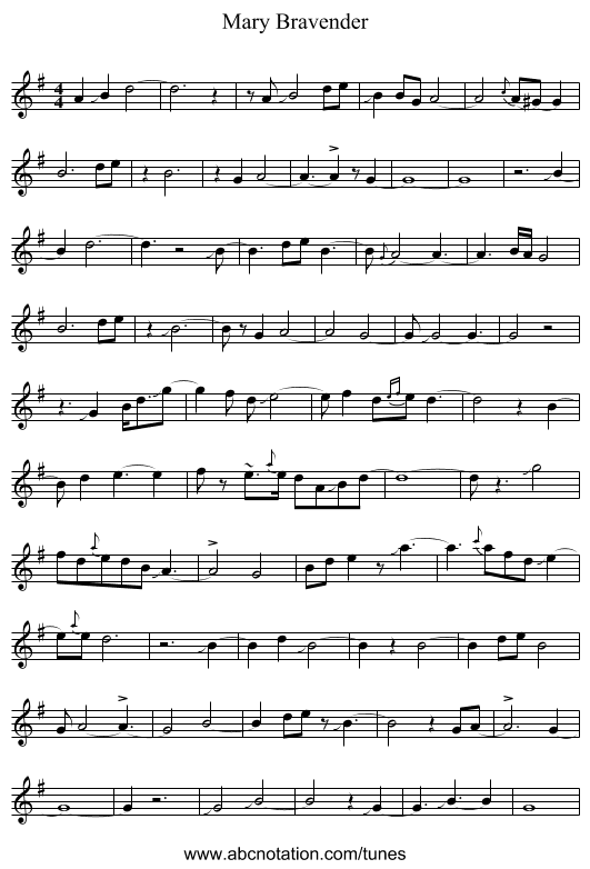 Mary Bravender - staff notation