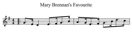 Mary Brennan's Favourite - staff notation