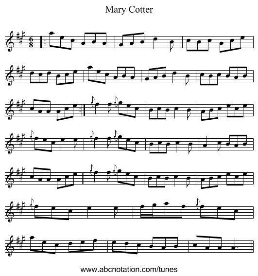 Mary Cotter - staff notation