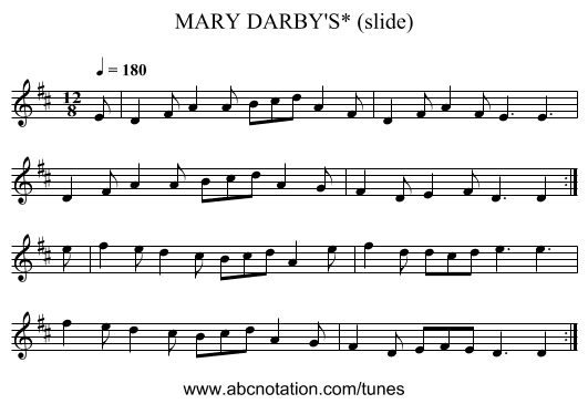 MARY DARBY'S* (slide) - staff notation