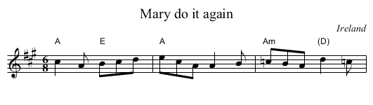 Mary do it again - staff notation