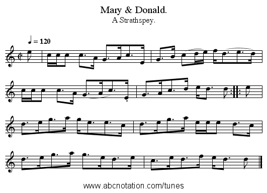 Mary & Donald. - staff notation