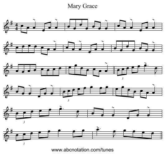 Mary Grace - staff notation