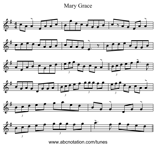 Mary Grace - staff notation