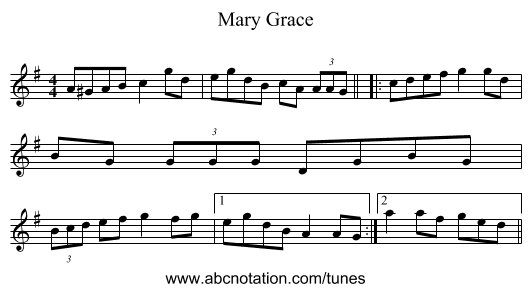 Mary Grace - staff notation
