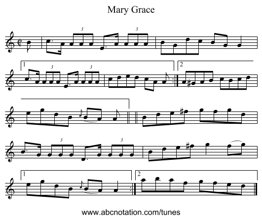 Mary Grace - staff notation